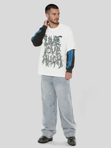 FORM&CHAOS 男士夏季復古水洗牛仔休閒長褲 - 藍色 - 查看 3