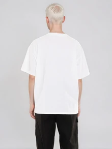FORM&CHAOS Herren Loose Fit Sterne Muster Weiß Straßen T-Shirt, Sommer - Weiss - Übersicht 2