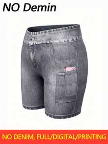 Elenzga Plus Size Women's New American Style Nude Feel V-Waist Pocket Cargo Yoga Short High Waist Peach Butt Fitness Sports Elastic Tight Leggings Summer - Grey - View 4