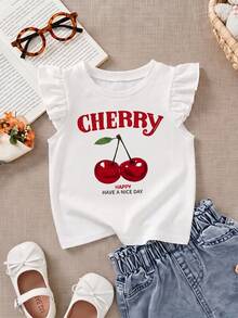 Baby Girl Casual Fashion Cute Flutter Sleeve Round Neck Top, Suitable For Spring And Summer - Multicolor - View 4