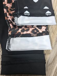 SHEIN Playful Pals 6件套舒适秋冬女婴休闲时尚创意个性化清新可爱豹纹、蝴蝶结、花朵、爱心、字母图案印花卫衣和打底裤套装，幼儿花朵服装婴儿套装，秋冬季女婴毛衣套装，摩卡色婴儿服装，婴儿休闲套装 - 彩色 - 查看 7