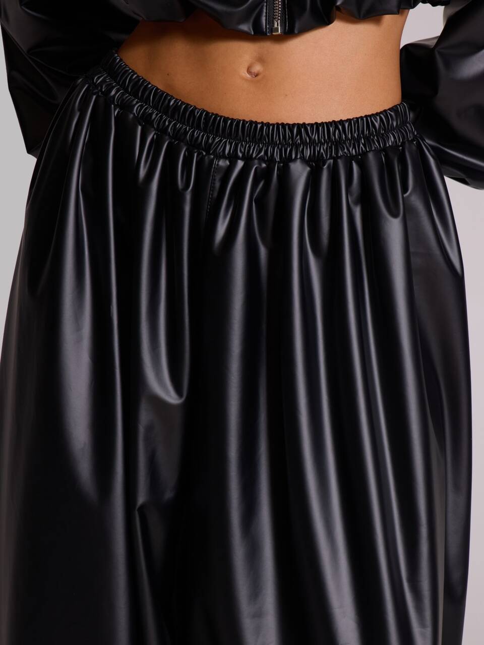 Black PU Balloon Leg Pants