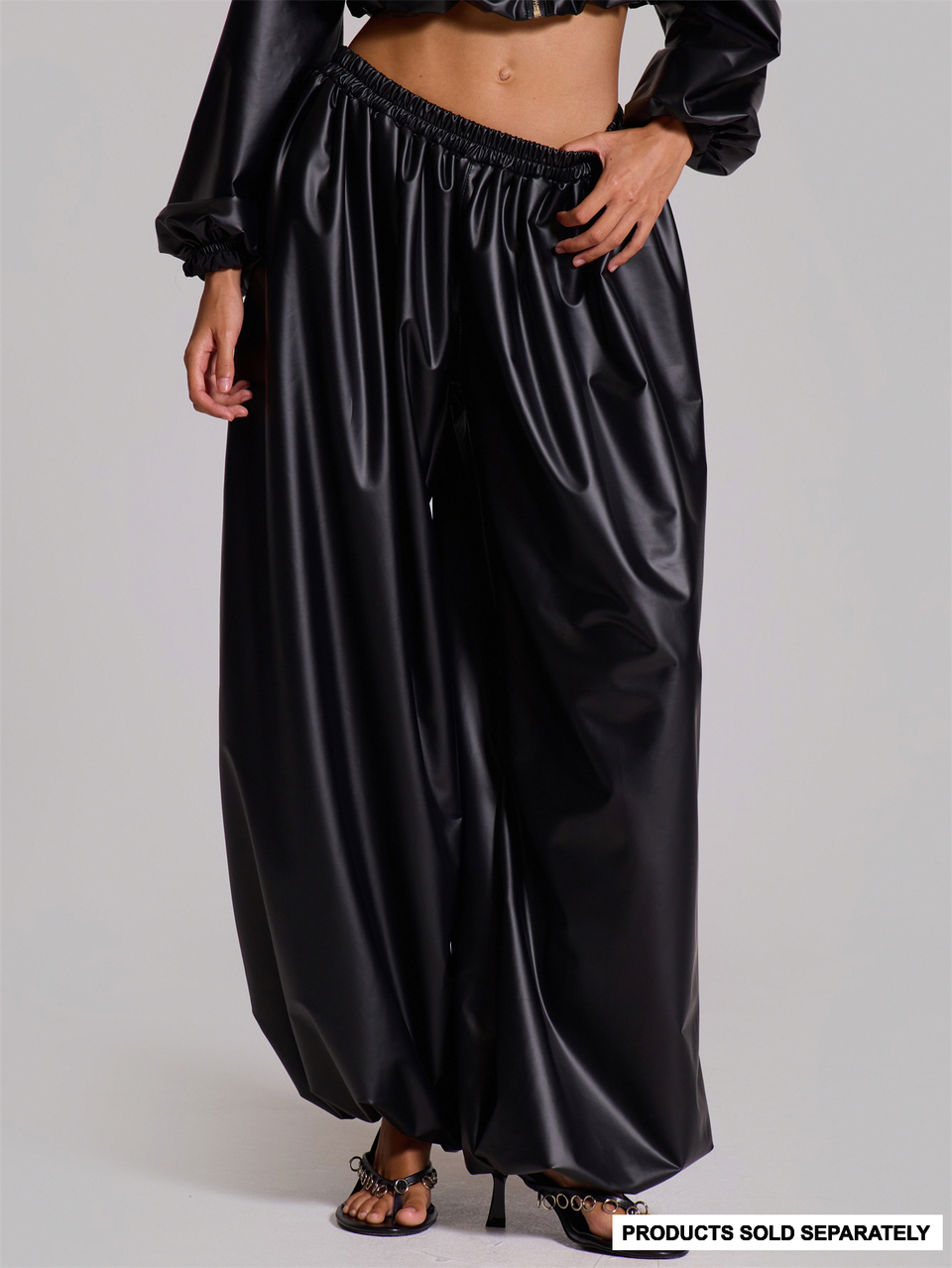 Black PU Balloon Leg Pants