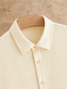 HIMLAND Men's Woven Casual Short Sleeve Shirt - Khaki - View 4