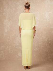 Lumalex Women's Pale Yellow Summer Elegant Day Party Dress,Old Money Ruched Bodycon Wedding Guest Formal Gown,Halterneck Flowy Layered Cocktail Outfits Modest - Light Yellow - View 6