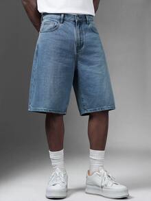 Salvezio Men's Distressed Casual Denim Loose Shorts Short Jeans For Men - Medium Wash - View 4