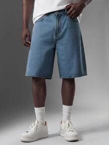 Salvezio Men's Distressed Casual Denim Loose Shorts Short Jeans For Men - Medium Wash - View 5