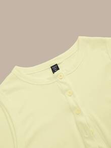 SHEIN BASICS 黃色針織修身大尺碼背心上衣，休閒基礎款，傳統優雅女款，適合夏季辦公室、早午餐、正式場合、生日派對 - 黃色 - 查看 4