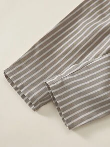 SHEIN 男嬰幼兒 2件組 春夏休閒度假風 V領上衣套裝，嬰兒夏季服飾套裝，復古風 - 杏色 - 查看 7