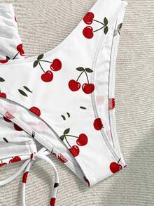 Soleia Casual Minimalist Cute Cherry Print Pattern Women's Swimwear Set, Suitable For Spring And Summer - Multicolor - View 5