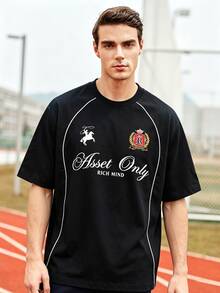 Gym Rark Men's Letter Knight Print Casual Daily Travel Sports T-Shirt, Gym - Multicolor - View 5