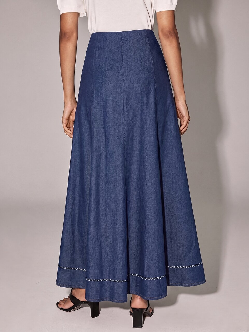 Anewsta Essential Autumn Elegant Casual French High Waist Mermaid Navy Blue Skirt Brunch