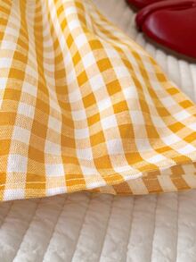 SHEIN EZwear 黄色格子休闲度假连体衣 - 黃色 - 查看 10