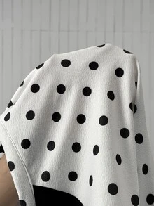 SHEIN EZwear 大尺碼女款波點拼色拉鍊長袖上衣與長褲休閒日常套裝 - 彩色 - 查看 6