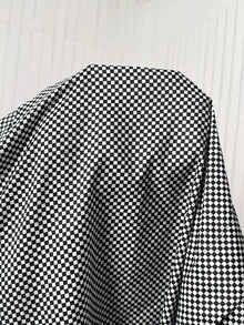 SHEIN EZwear 大尺碼女款格紋拉鍊連帽休閒日常夾克 - 黑與白 - 查看 6