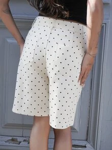 Nath Sonia 新款寬鬆休閒夏季海灘穿搭波點女款牛仔短褲 Jorts 度假風 - 白色 - 查看 2