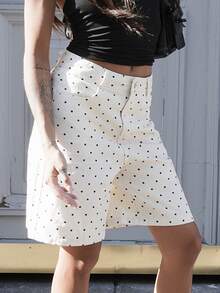 Nath Sonia 新款寬鬆休閒夏季海灘穿搭波點女款牛仔短褲 Jorts 度假風 - 白色 - 查看 4