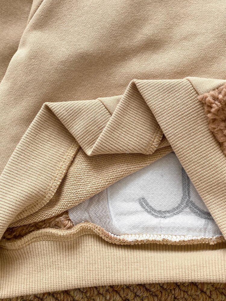 PrepCrw Baby Boy Casual Cute Plush 3D Embroidered Bear Long Sleeve Sweatshirt - Apricot - View 9