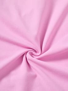 SHEIN 2件組青少年女孩休閒時尚對比色 Polo 短袖 T恤與荷葉邊裙擺套裝 - 粉色 - 查看 6