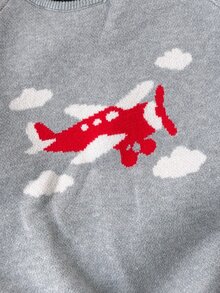 Boys' Autumn/Winter Fashionable Cute Pattern Jacquard Knit Sweater Long Sleeve Base Layer Pullover - Grey - View 4