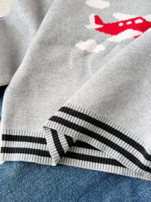 Boys' Autumn/Winter Fashionable Cute Pattern Jacquard Knit Sweater Long Sleeve Base Layer Pullover - Grey - View 8