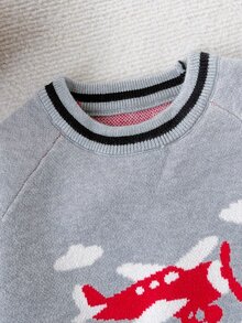 Boys' Autumn/Winter Fashionable Cute Pattern Jacquard Knit Sweater Long Sleeve Base Layer Pullover - Grey - View 5