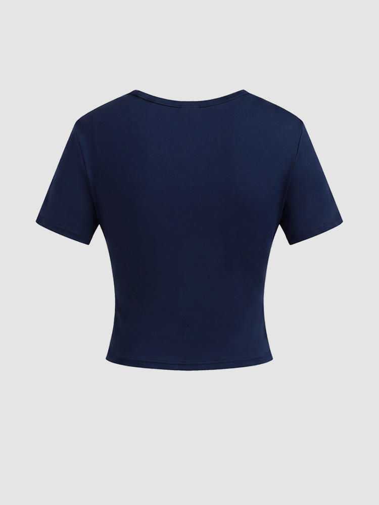 SHEIN Teen Girls T-Shirt Co-Ords Casual Knit Royal Blue Short Sleeve T-Shirt Loose Long Pants Set - Royal Blue - View 8