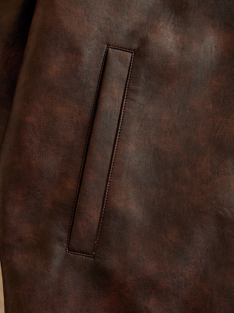 HIMLAND Men's Solid Color Turn Collar Zipper Versatile Casual Long Sleeve Jacket, Spring, Outdoor - Coffee Brown - View 6