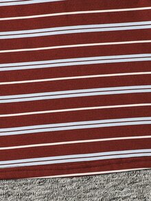 SHEIN Tween Girls Striped Contrast Collar T-Shirt And Shorts Co-Ord Set - Multicolor - View 6