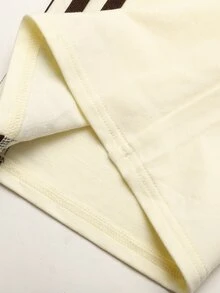 SHEIN Teen Girls Cream Yellow Contrast Color Webbing Patchwork Casual Loose Sweatpants - Yellow - View 5
