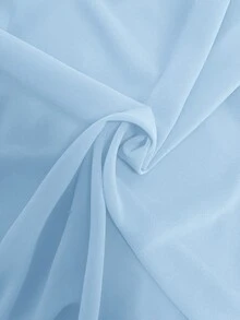 Franclia Solid Color V-Neck Ruffle Puff Sleeve Casual Shirt Clothes For University - Blue - View 5