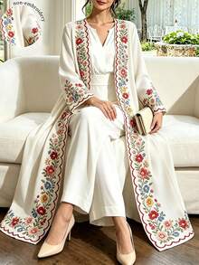 SHEIN Najma Women's Floral Print Casual Gathering & Travel Abaya - Multicolor - View 1