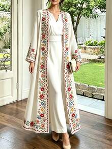 SHEIN Najma Women's Floral Print Casual Gathering & Travel Abaya - Multicolor - View 4