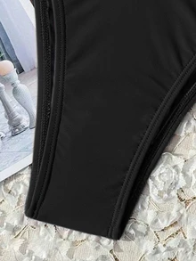 Swim Vcay Solid Color Bikini Swimming Suit For Beach Vacation, Strapless, Wireless For Summer - Black - View 6
