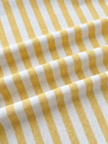 Tween Girl T-Shirts Summer New Casual Minimalist Striped Slim Fit Short Sleeve T-Shirt - Yellow - View 5