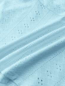 SHEIN Teen Girls Knitted Textured Ruched Bust Casual Camisole - Baby Blue - View 7