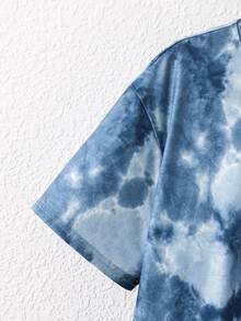 SHEIN Kids Tween Boy Tie-Dye Short Sleeve T-Shirt And Shorts Set, Vacation - Multicolor - View 6