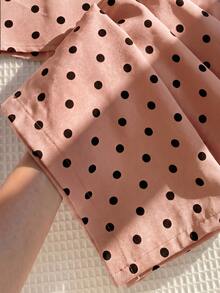SHEIN Young Girl Young Girl Young Girl Woven Polka Dot Camisole Top & Long Pants 2 Pieces Set - Pink - View 5
