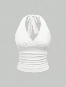 Plus Size Women's Sexy Backless Halter Neck Top For Summer - Multicolor - View 6