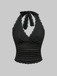 Plus Size Women's Sexy Backless Halter Neck Top For Summer - Multicolor - View 3
