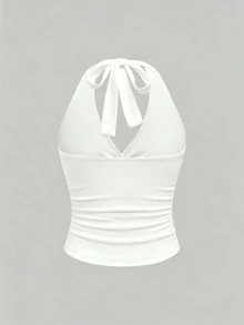 Plus Size Women's Sexy Backless Halter Neck Top For Summer - Multicolor - View 7