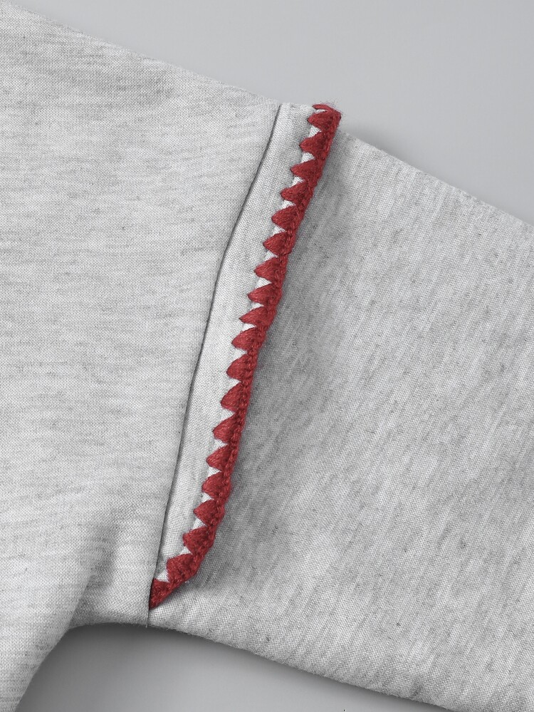 SHEIN 2件組青少年女孩馬術刺繡連帽拉鍊開襟衫，落肩設計，收腰剪裁 - 灰色 - 查看 7