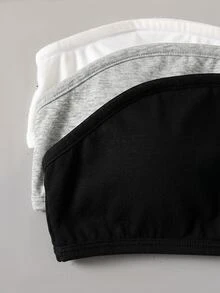 SHEIN Tween女孩簡約舒適親膚加厚無肩帶胸墊內衣3件組 白色四季款 - 彩色 - 查看 4