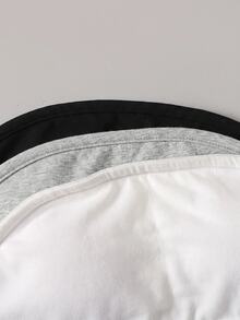 SHEIN Tween女孩簡約舒適親膚加厚無肩帶胸墊內衣3件組 白色四季款 - 彩色 - 查看 3
