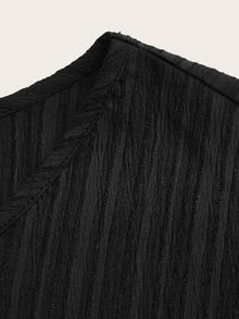 EMERY ROSE Camisa de tela texturizada negra talla grande otoño - Negro - Ver 7