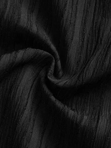 EMERY ROSE Camisa de tela texturizada negra talla grande otoño - Negro - Ver 8