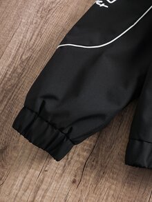 Manfinity Joysei Men's Printed Casual Long Sleeve Outdoor Windbreaker Jacket, Long Sleeve Racing Jacket - Black - View 4