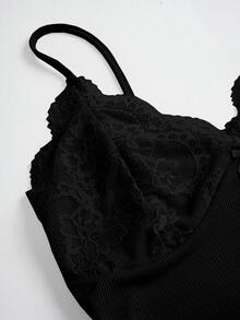 HueRush Lace Spaghetti Strap Women's Camisole - Black - View 6
