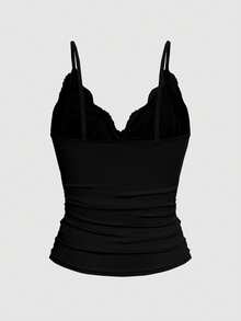 HueRush Lace Spaghetti Strap Women's Camisole - Black - View 2