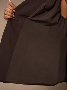 SHEIN BAE CURVE 大尺碼女款純色休閒百搭長袖夾克外套 冬季 - 咖啡棕 - 查看 8